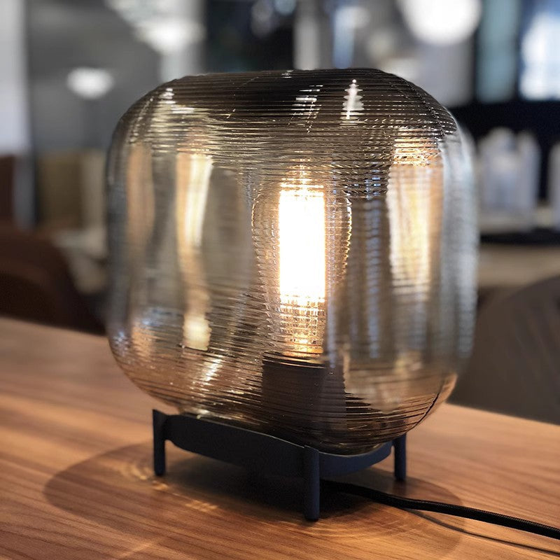 Modern Decorative Table Lamp with Textured Glass Shade