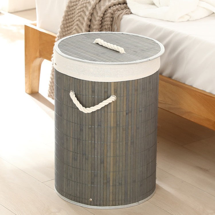 Elegant Laundry Basket Made of Bamboo with Practical Lid Acalora