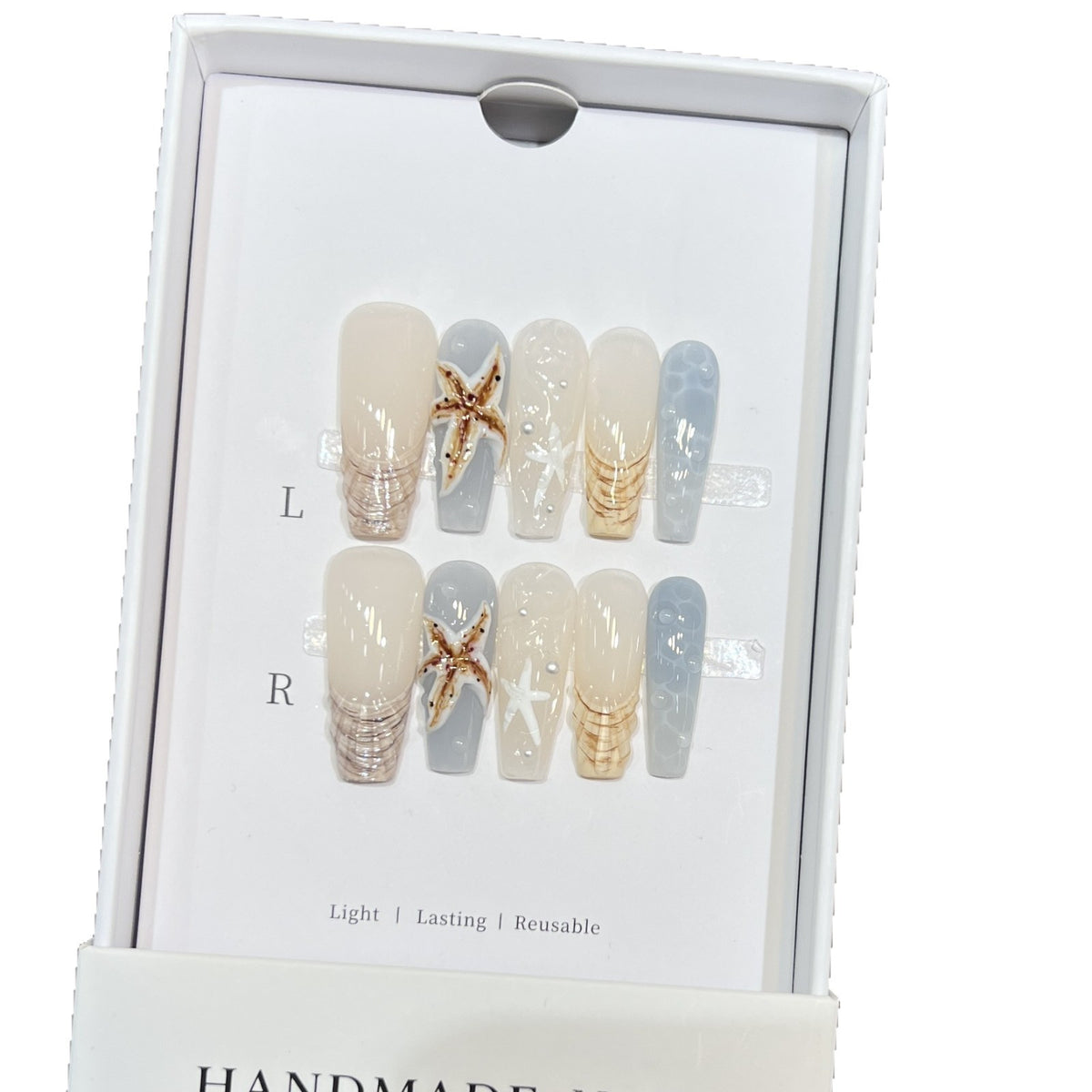 Handmade Coastal-Inspired Press-On Nail Set Acalora
