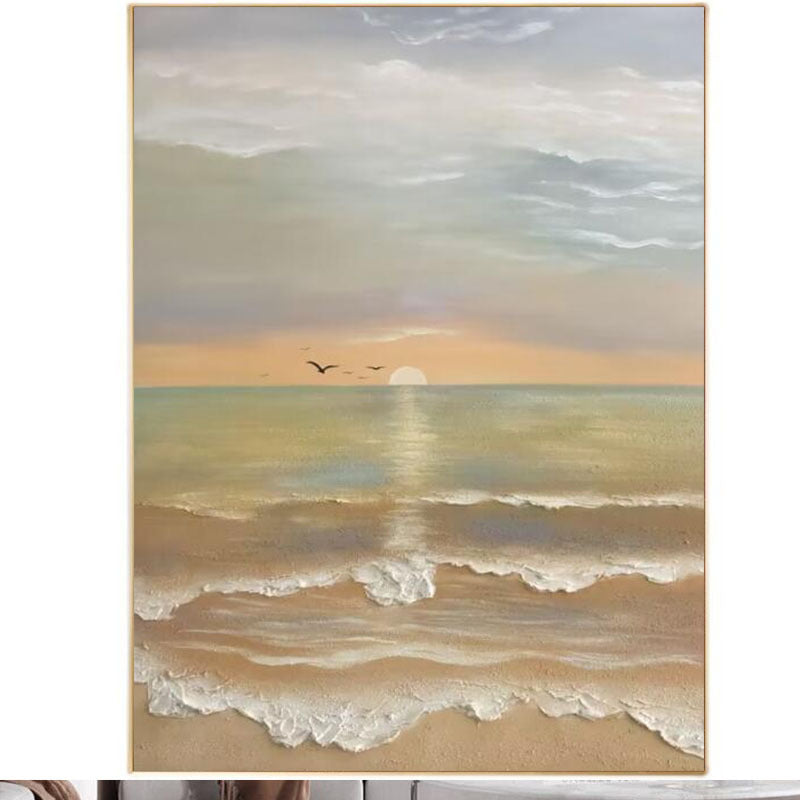 Textured Coastal Sunset Canvas Art