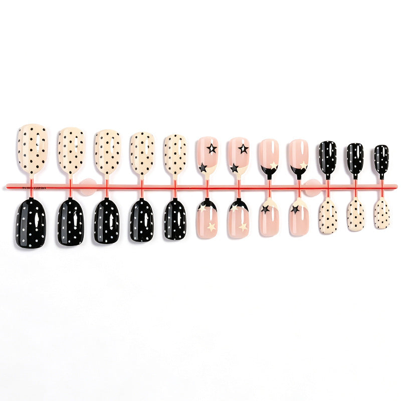Chic Polka Dot and Star Press-On Nail Set Acalora