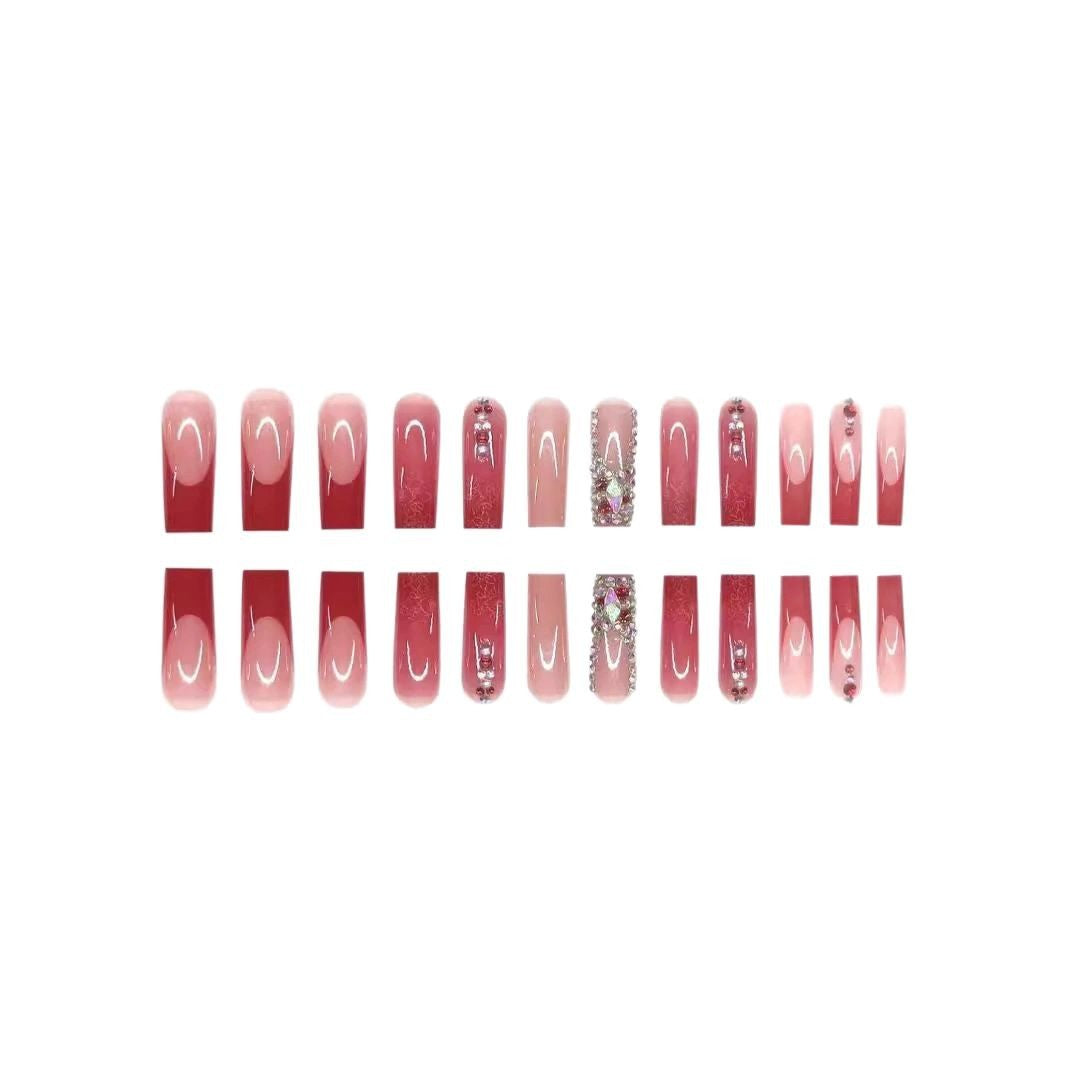 Decorative 3D Press-On Nail Art with Gemstone Accents Acalora 1788434622