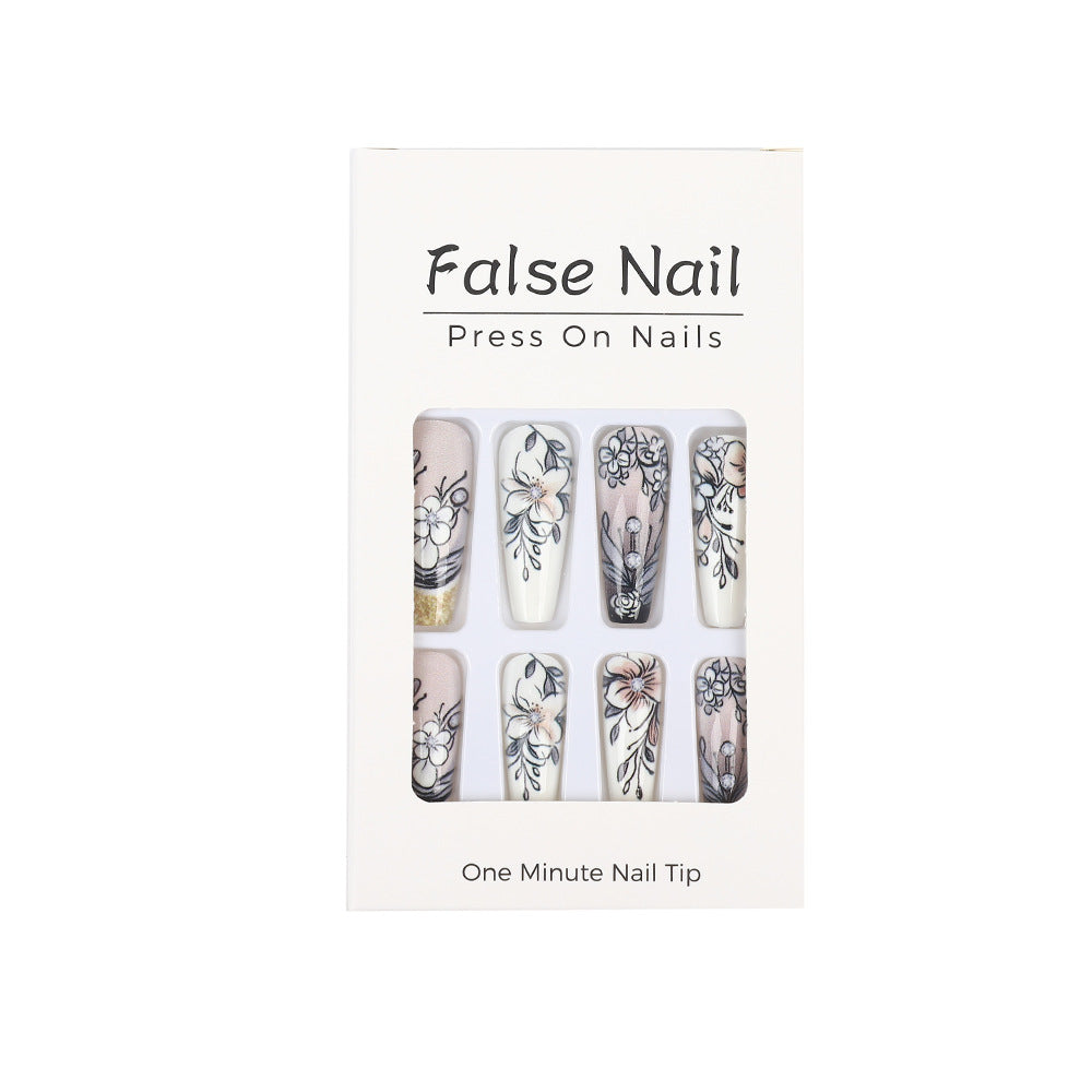 Art Nail Set with Artistic Floral Decorations Acalora