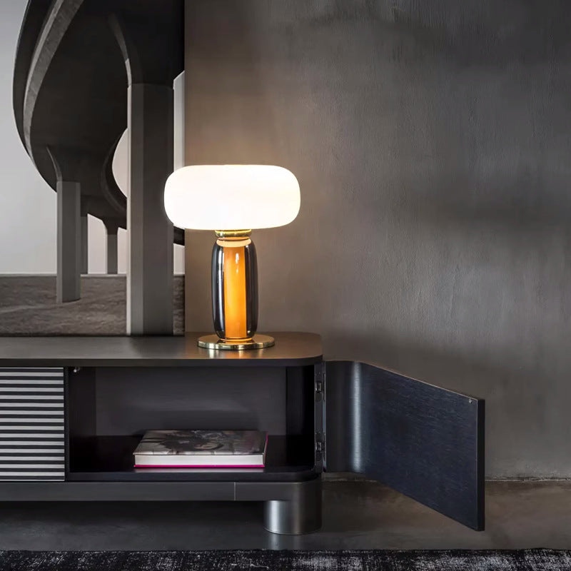 Decorative Glass Table Lamp with Elegant Gold Accents