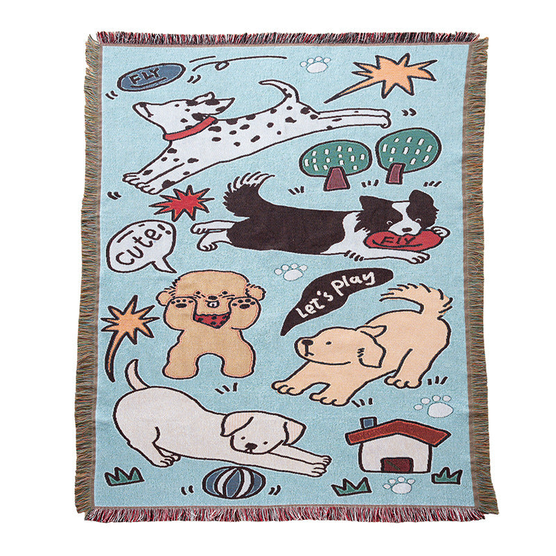 Playful Dog-Themed Throw Blanket