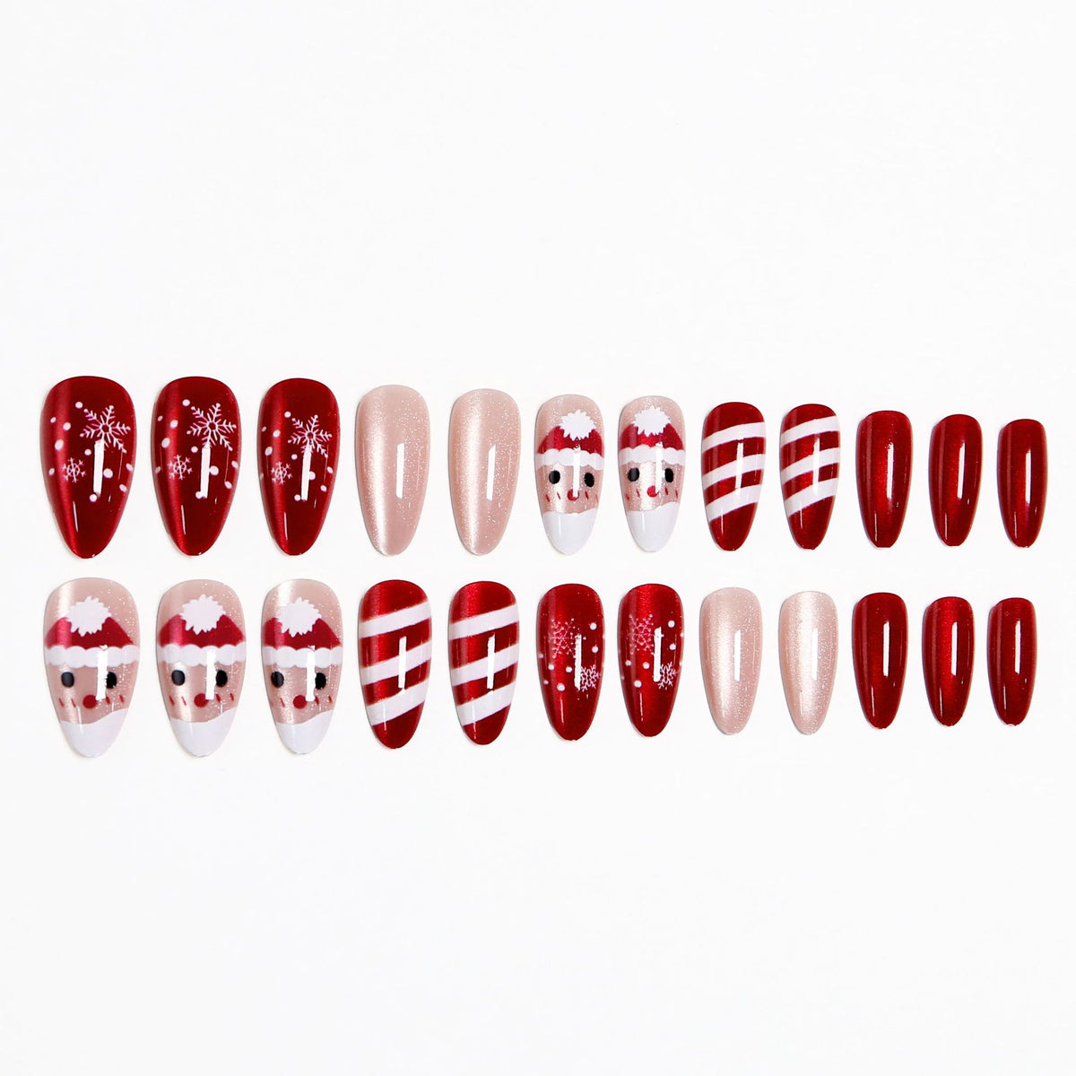 Artificial nail set with festive Christmas designs Acalora