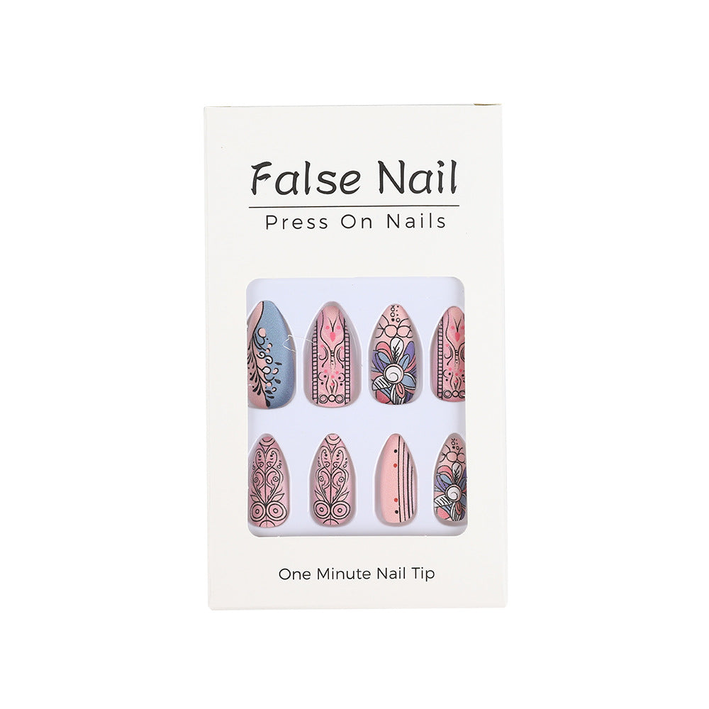 Creative Nail Art Set with Hand-Drawn Patterns Acalora