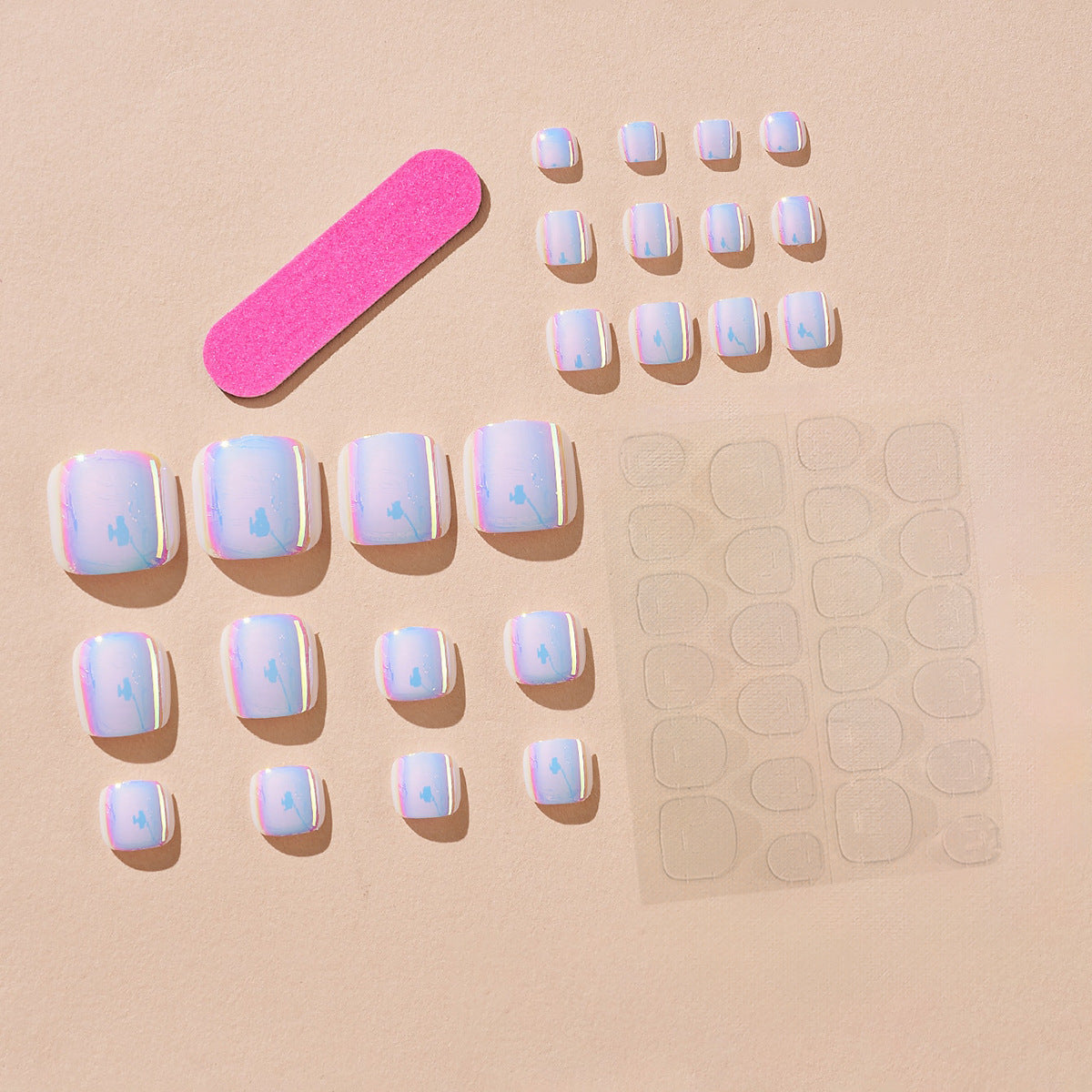 Artistic Press-On Nail Set with Iridescent Finish Acalora