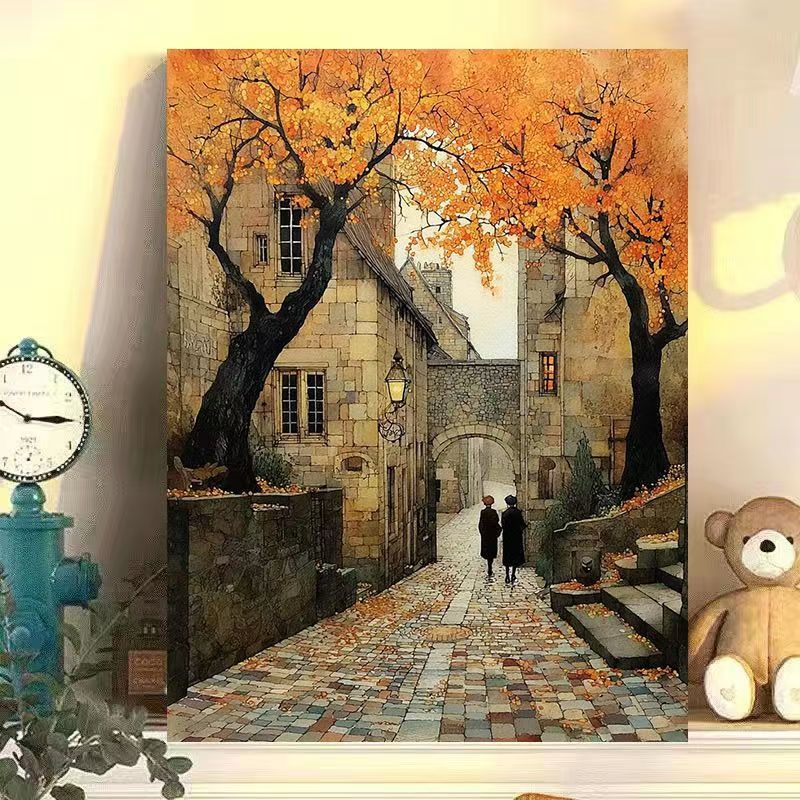 Vintage European Landscape Canvas Art Print