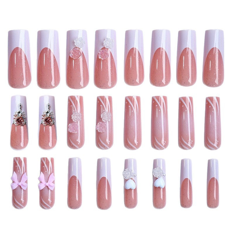 Artificial Nail Set with Floral and Glittering Accents Acalora