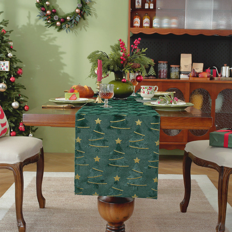 Festive Christmas Tree Pattern Table Runner
