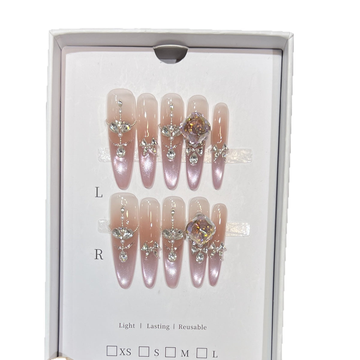 Decorative Rhinestone-Embellished Stiletto Press-On Nails Acalora