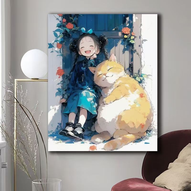 Illustrated Cat-Themed Wall Art