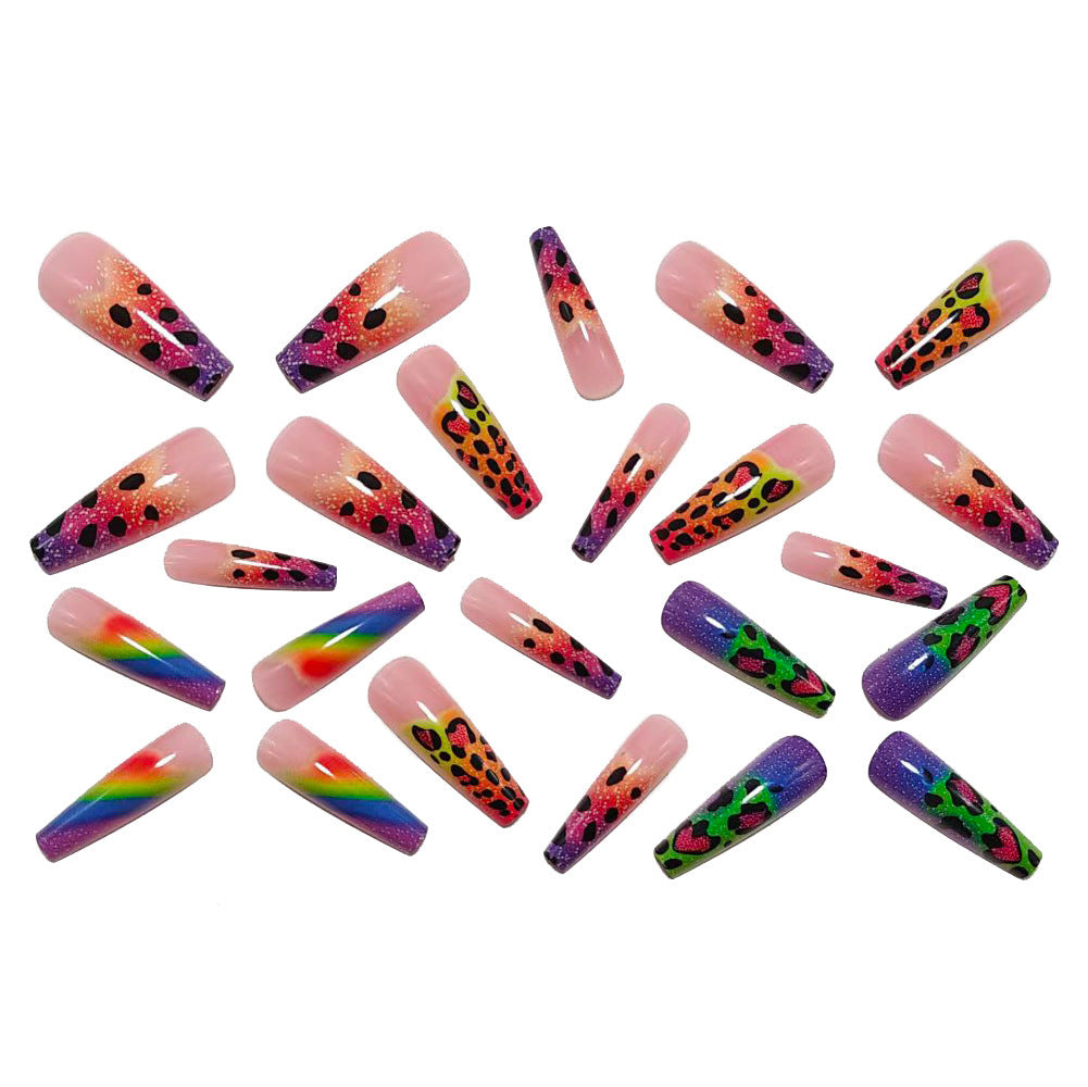 Creative leopard and heart design artificial nails Acalora