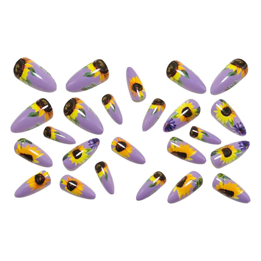 Art nails with elaborate sunflower motifs Acalora