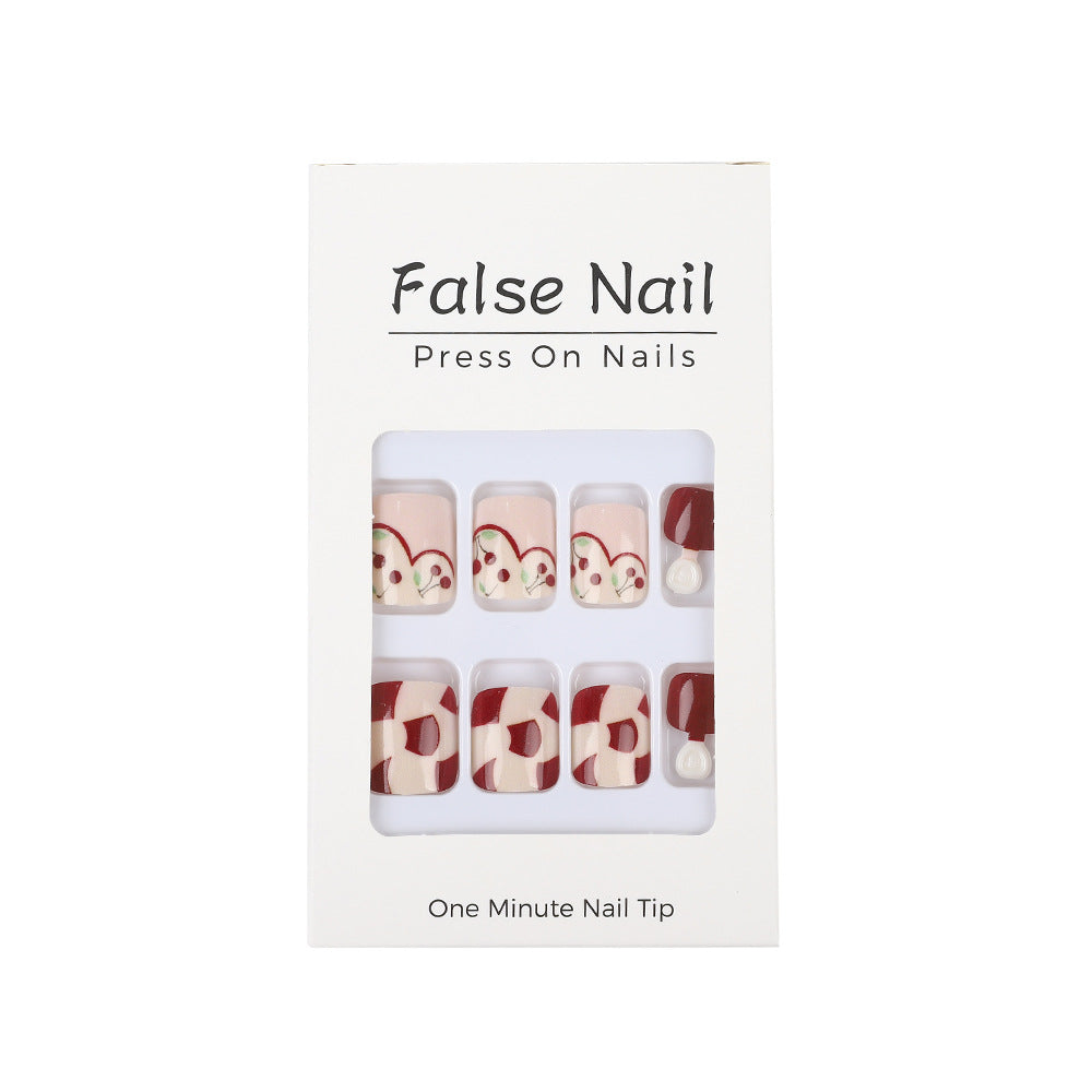 Artificial nails with fresh cherry design Acalora