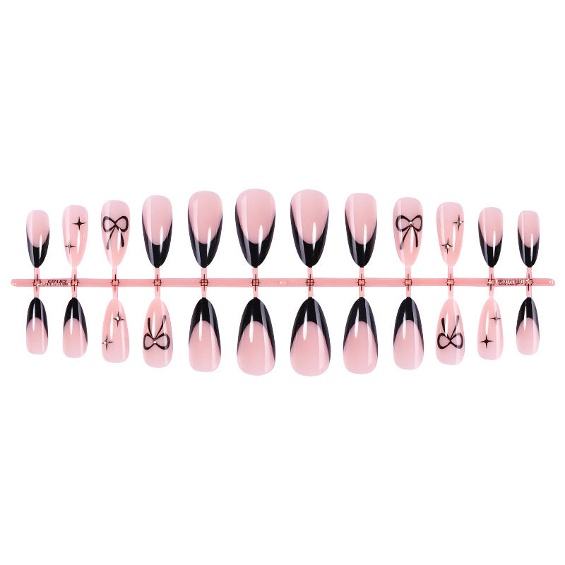 Elegant Press-On Nail Set with Artistic Bow Designs Acalora