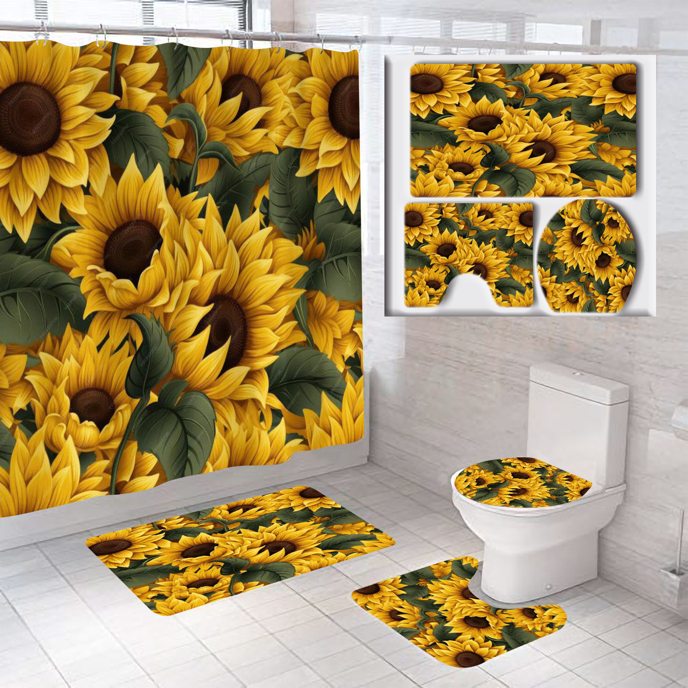 Floral Theme Bathroom Décor Set