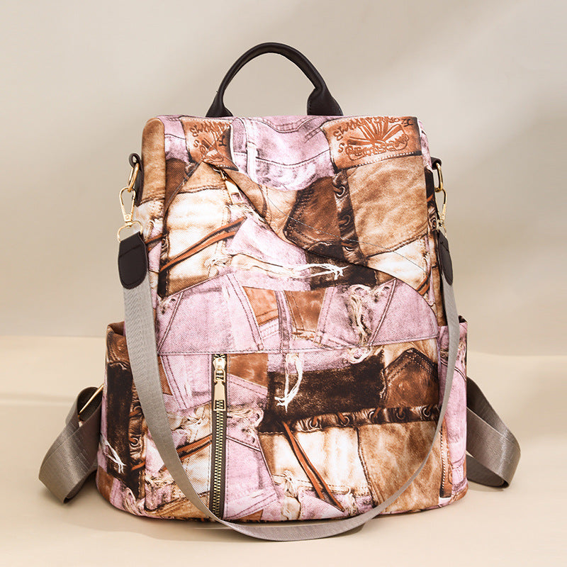 Stylish Denim Pattern Backpack Acalora