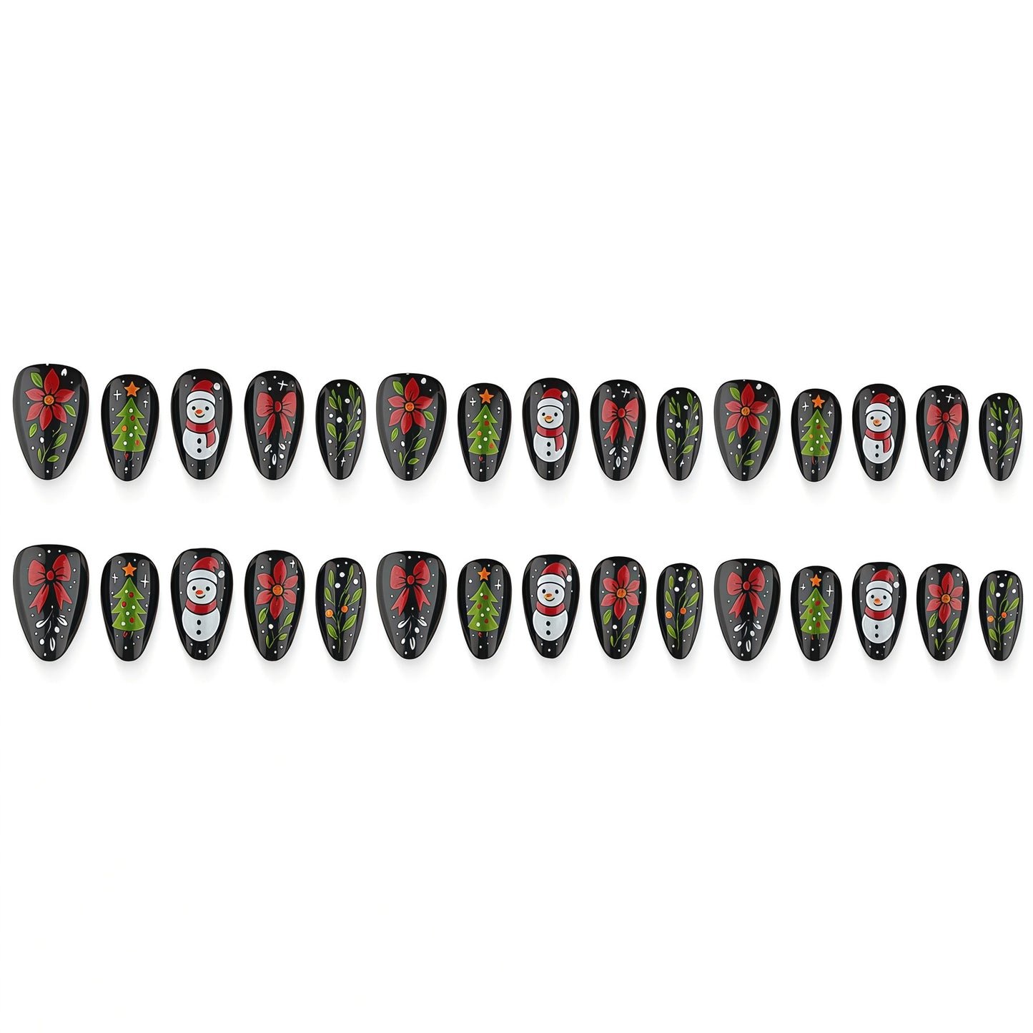 Artificial nail set with festive Christmas design Acalora
