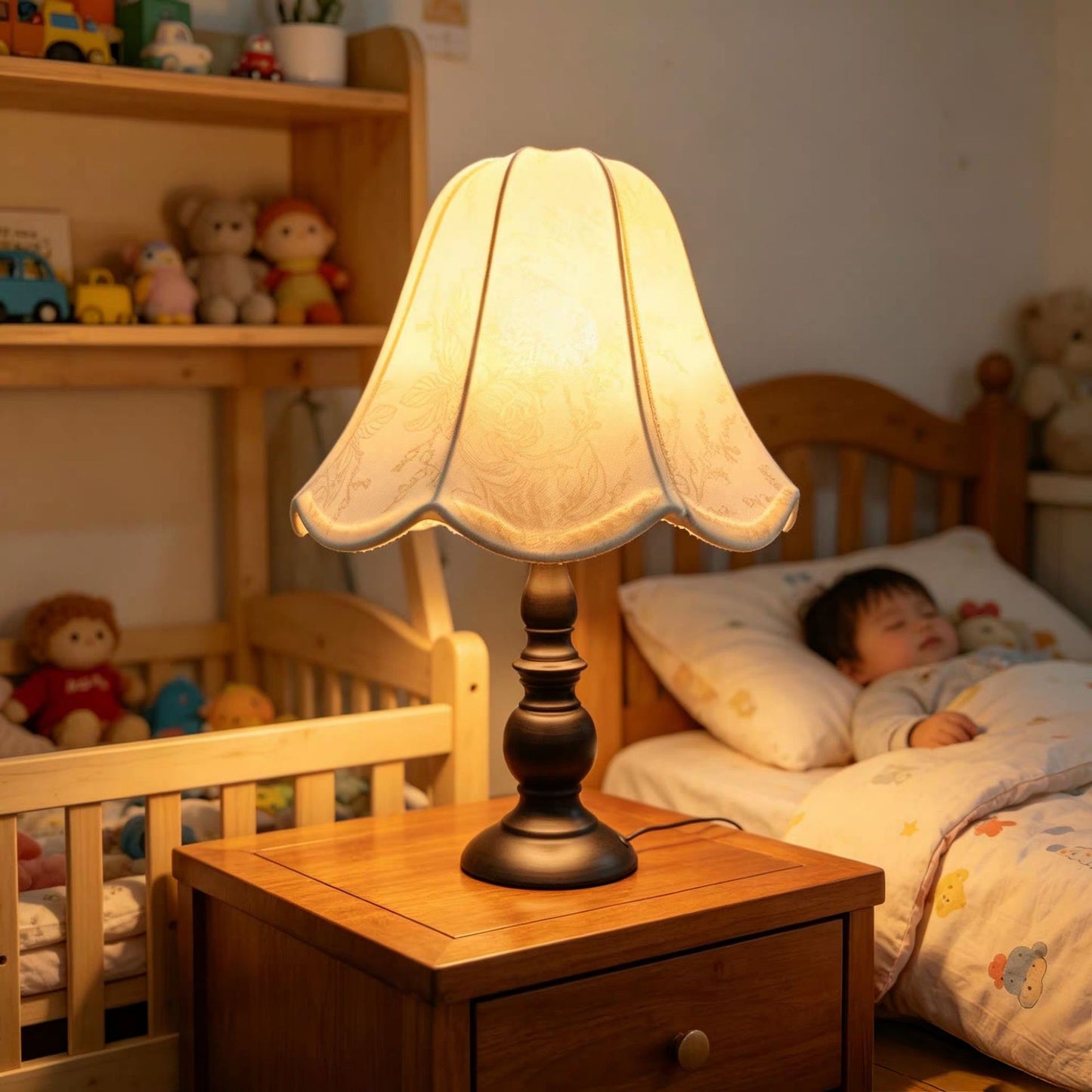 Fabric Shade Bedside Table Lamp