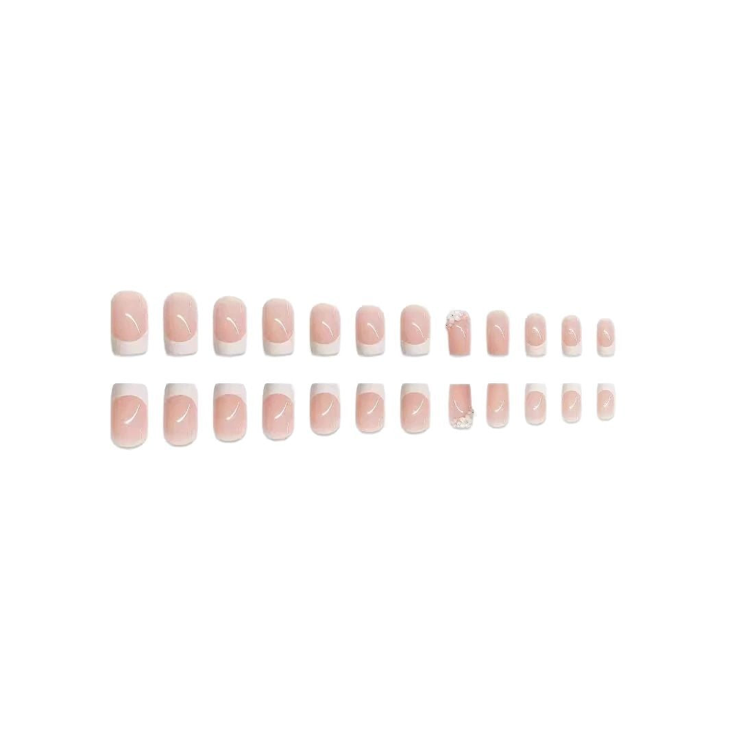 Elegant French Tip Press-On Nail Art Set Acalora