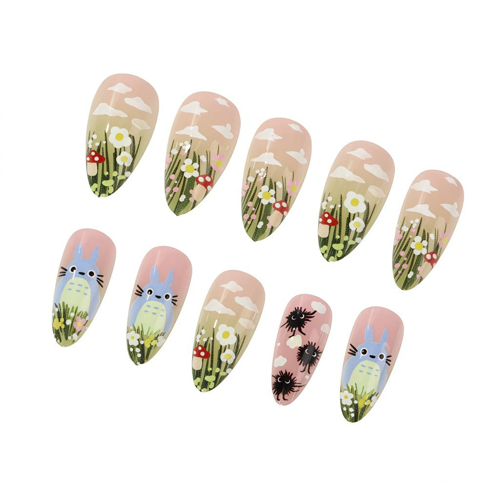 Fantasy animal and flower motifs artificial nails Acalora