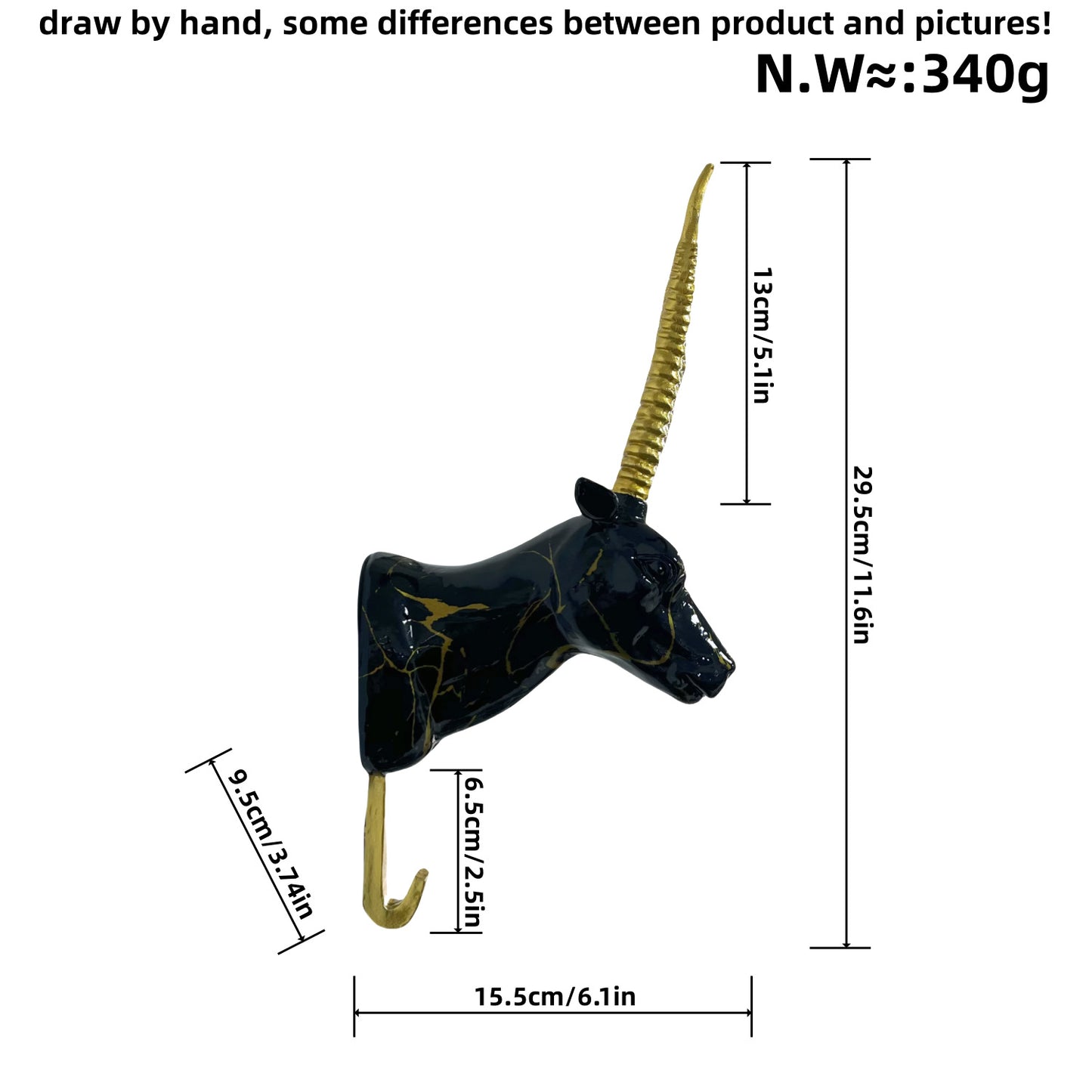 Wall hooks in the shape of a stylized unicorn Acalora