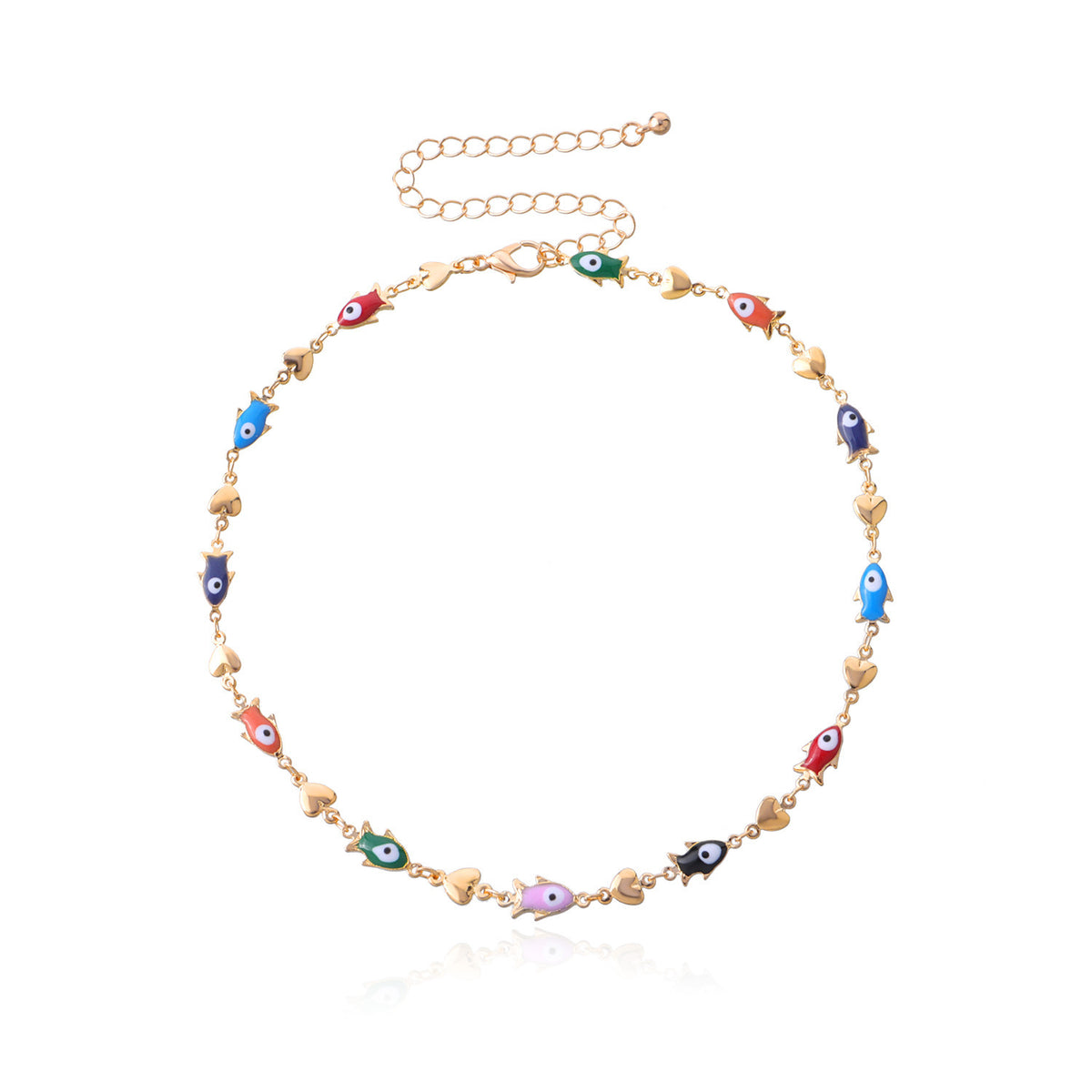 Enamel Fish Charm Necklace Acalora