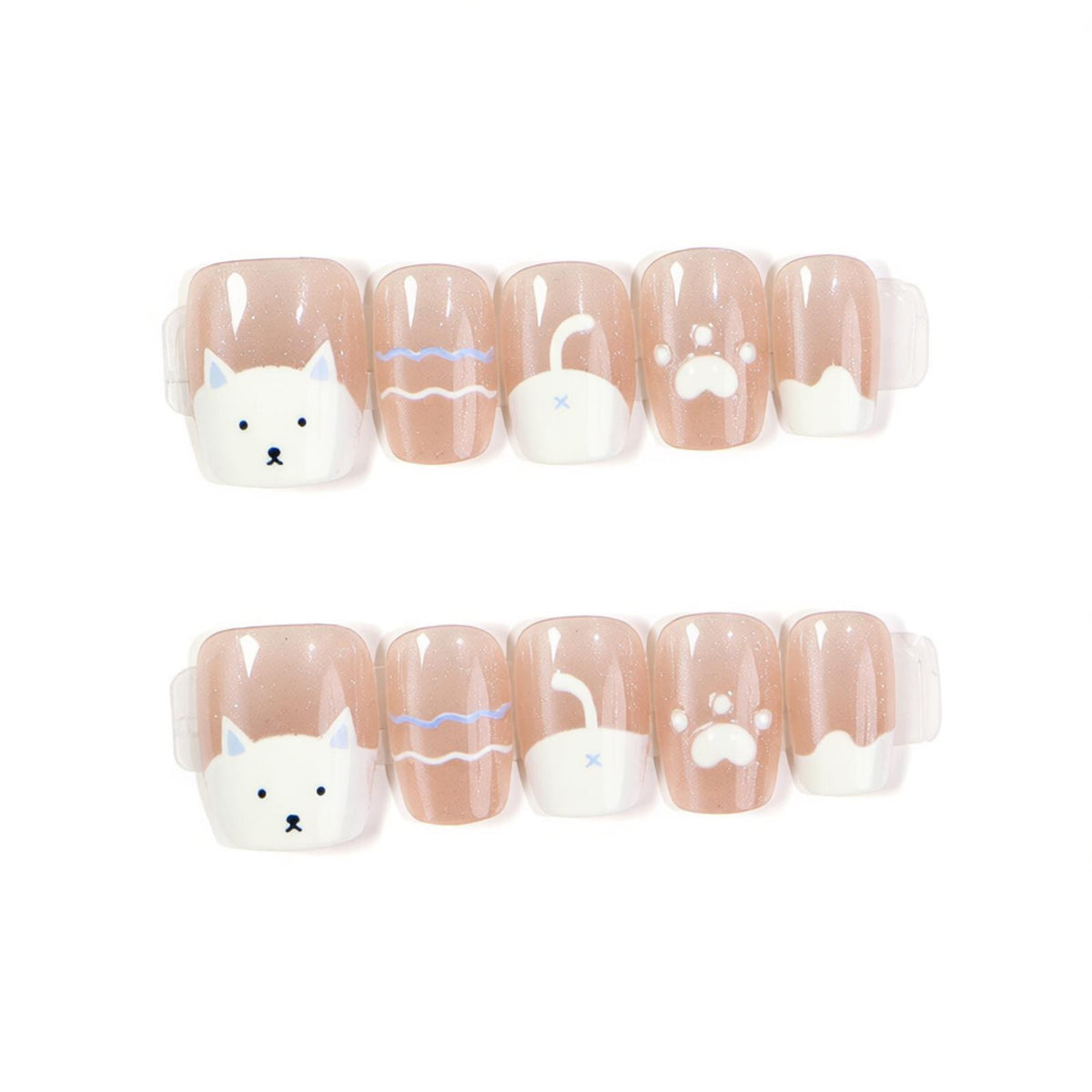 Cat-Themed Press-On Nail Art Acalora