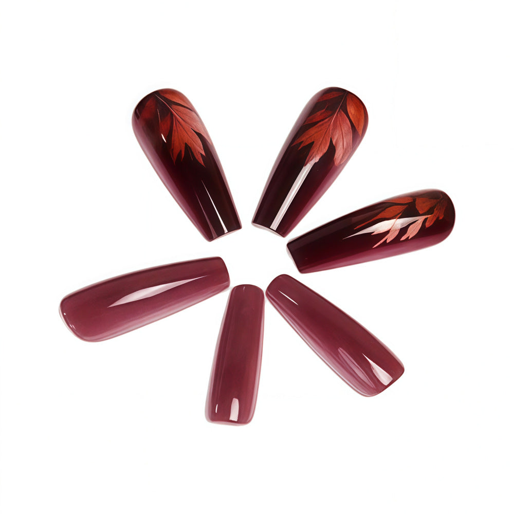 Premium Artificial Nails with Botanical Motif Acalora