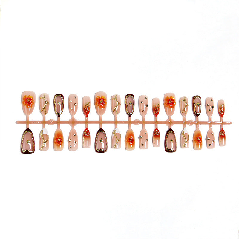 Nail art set with floral accents and glitter elements Acalora