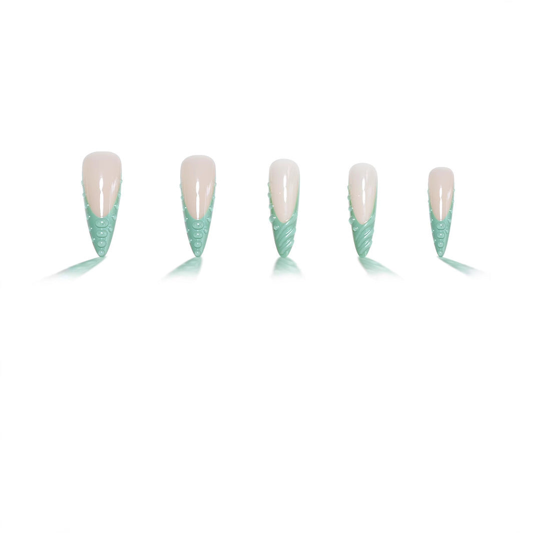 Extravagant Stiletto Press-On Nails with Artistic Shell Design Acalora