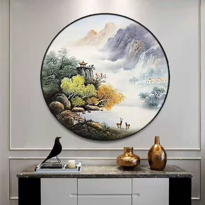 Round Landscape Canvas Wall Art