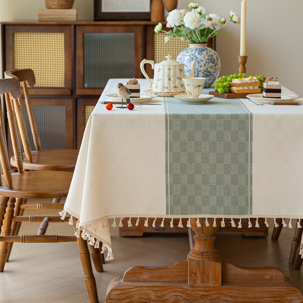 Decorative Tablecloth with Tassel Trim