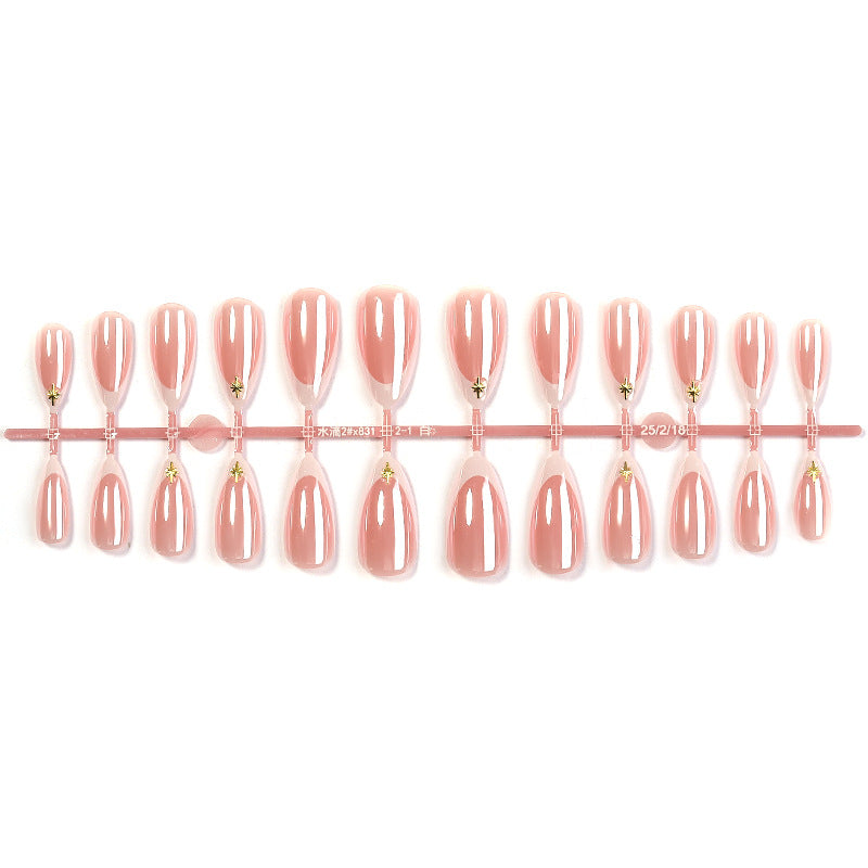 Elegant Press-On Nail Set with Decorative Gold Accents Acalora