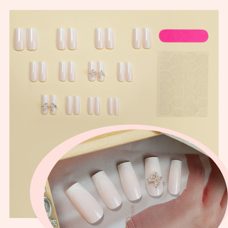 Premium Decorative Press-On Nail Set with Elegant Butterfly Accents Acalora