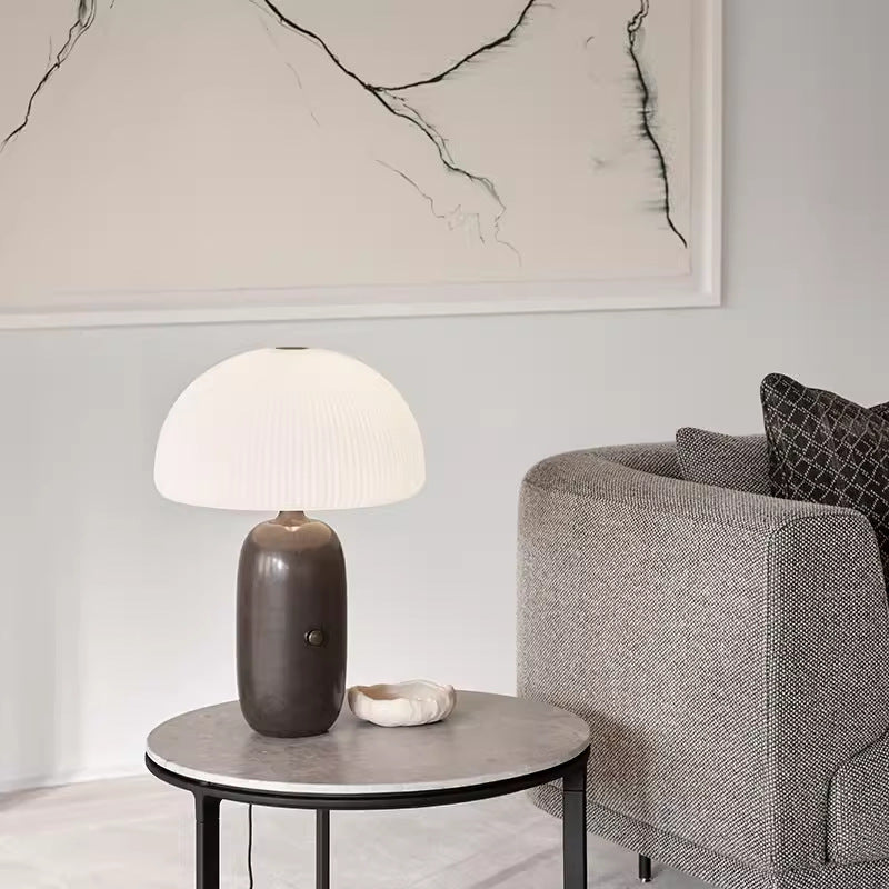 Elegant Marble Table Lamp with Pleated Shade