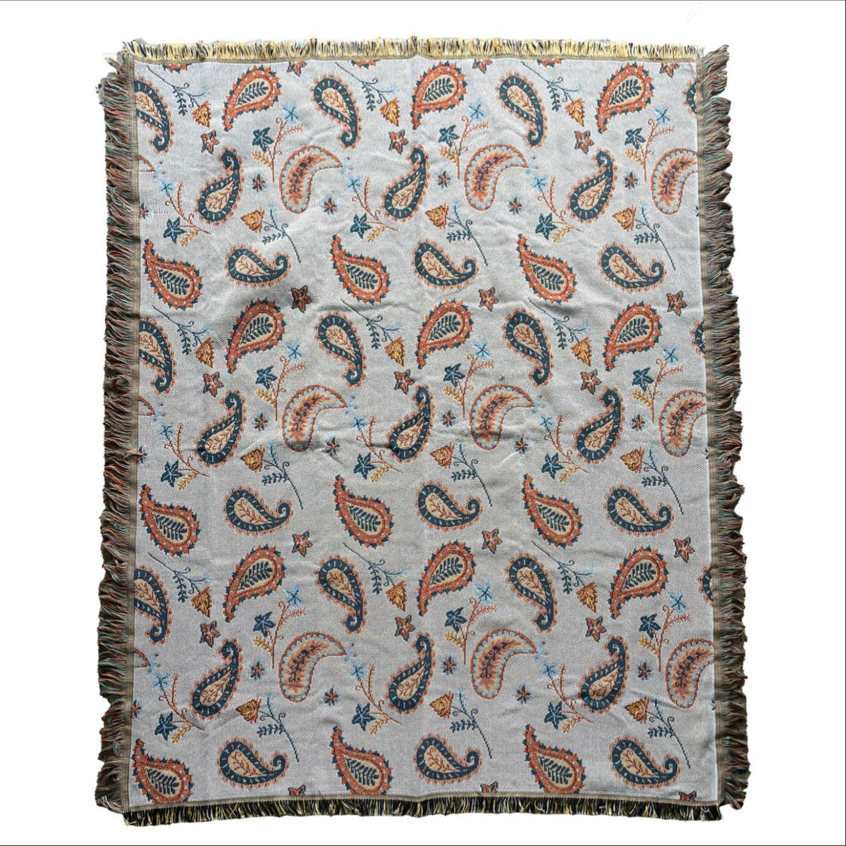 Elegant Paisley Patterned Tapestry Throw Blanket