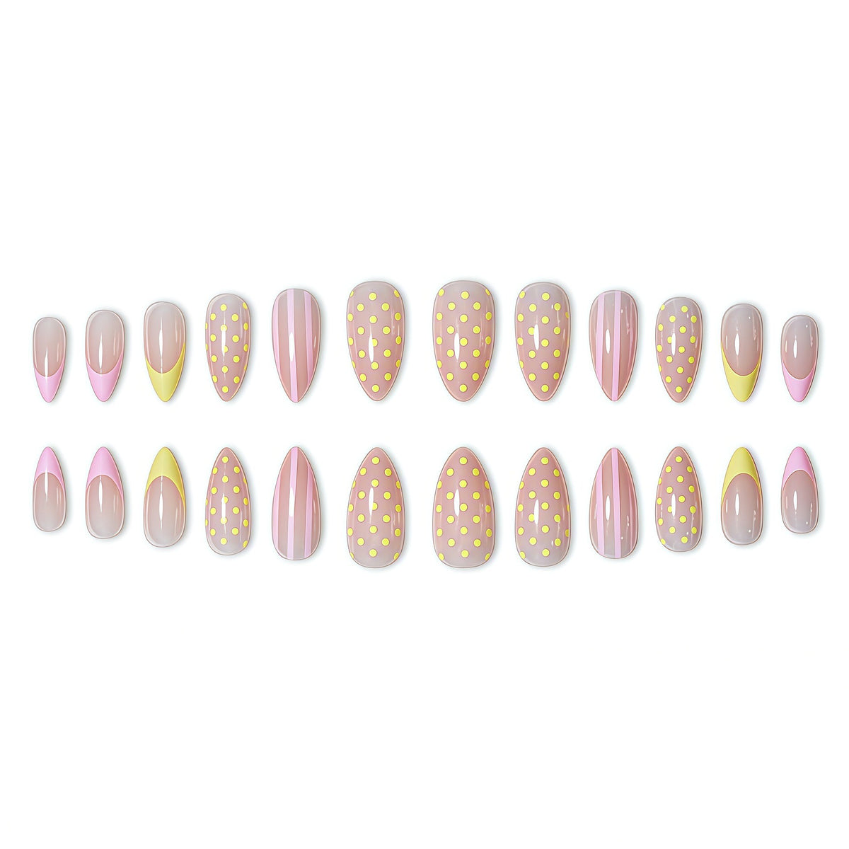 Decorative Polka Dot and Gradient Press-On Nails Acalora