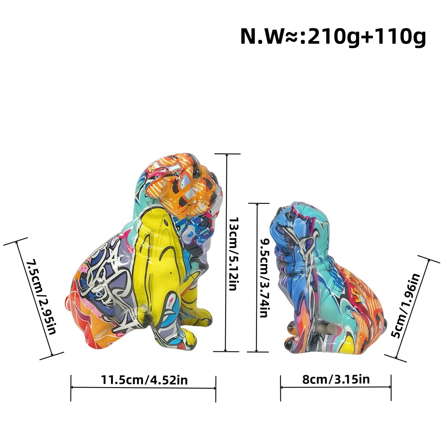Creative bulldog figurine made of hand-painted resin Acalora