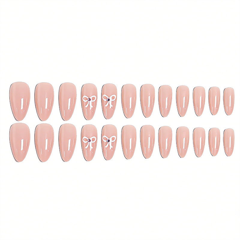 Acrylic nail set with elegant bow accents Acalora