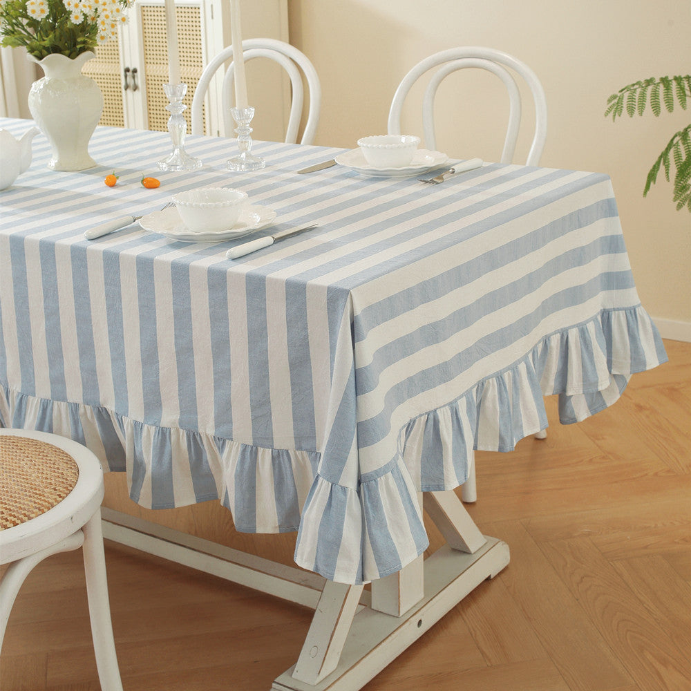 Ruffled Striped Tablecloth