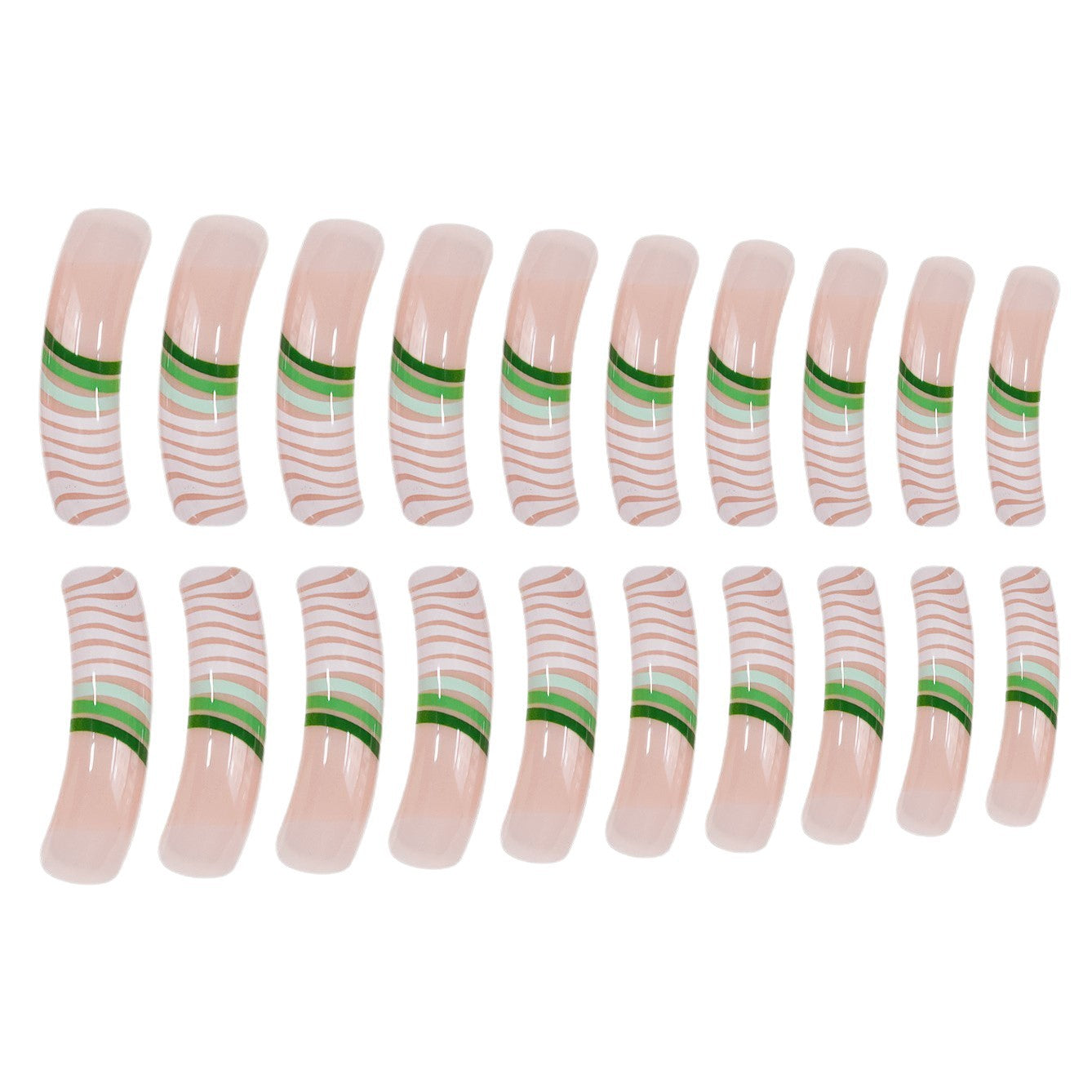 Artistic Long Press-On Nail Set with Unique Striped Design Acalora