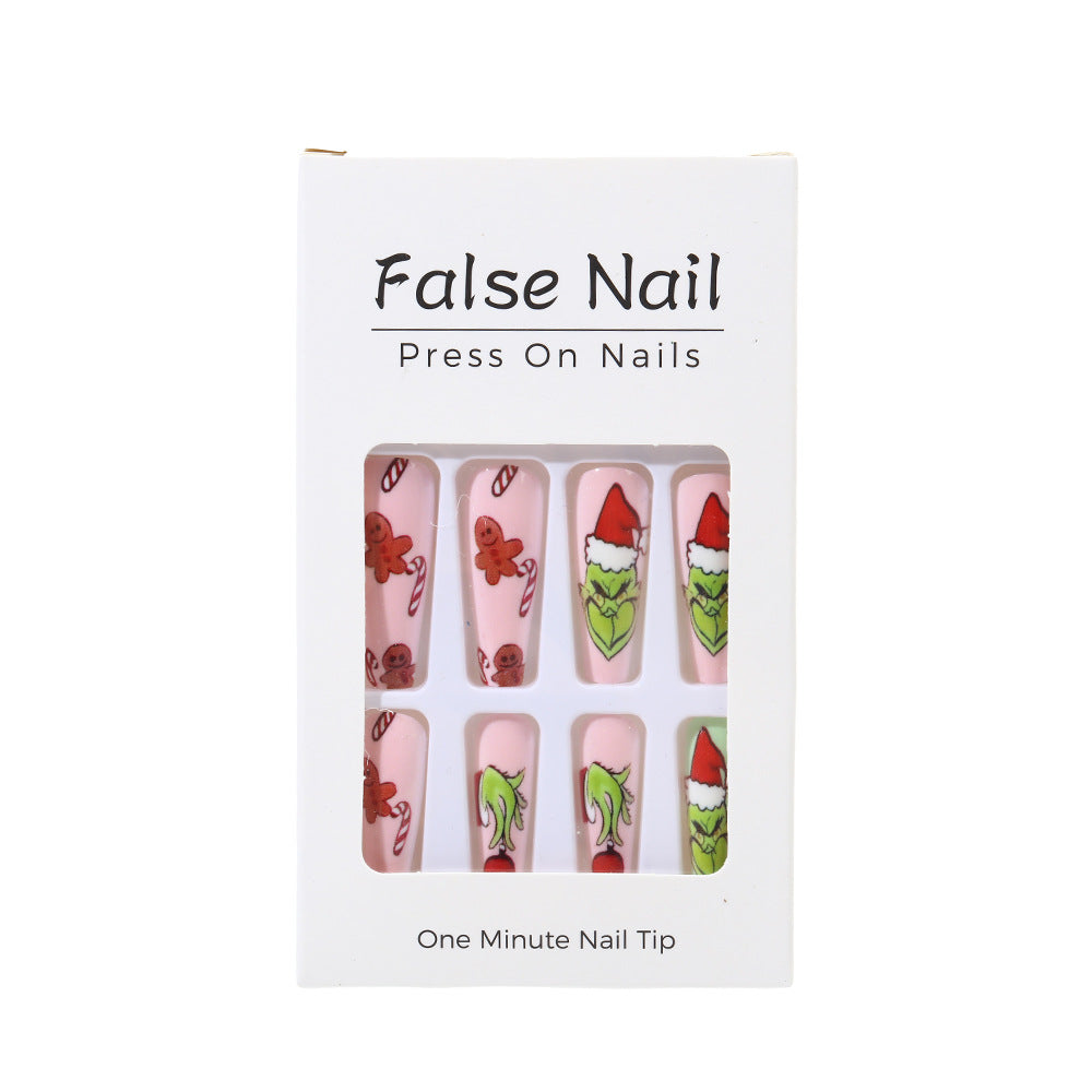 Artificial nail tips with festive Christmas designs Acalora