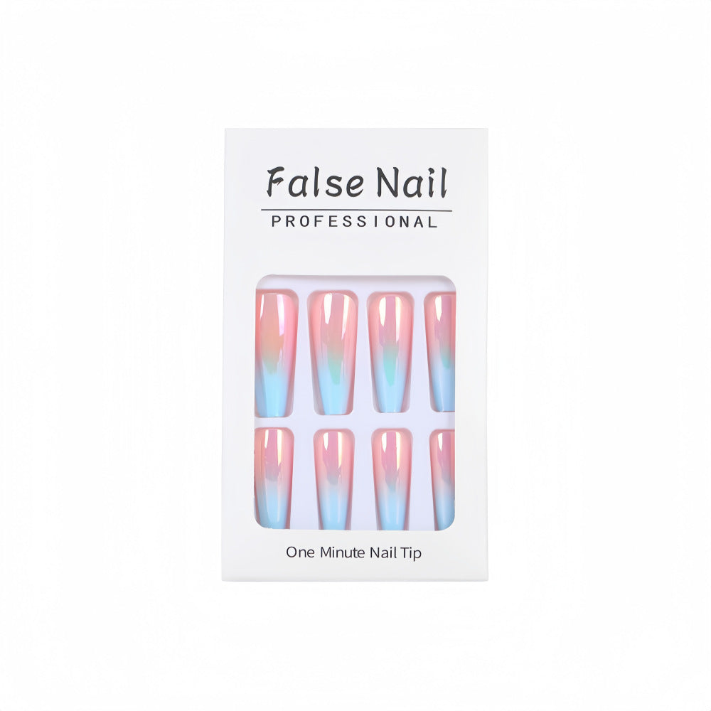 Artificial nails in modern glitter gradient design Acalora