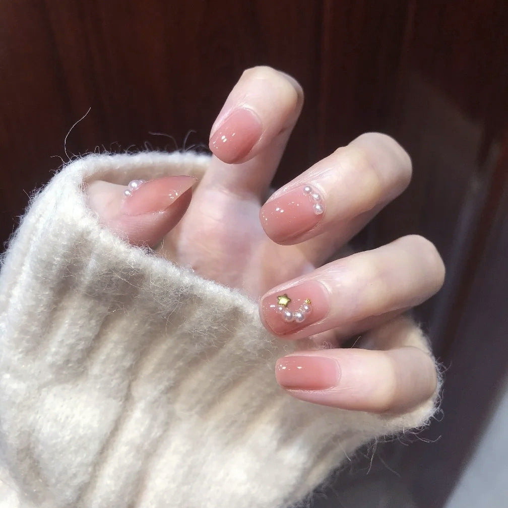 Decorative Pearl-Embellished Press-On Nail Tips Acalora