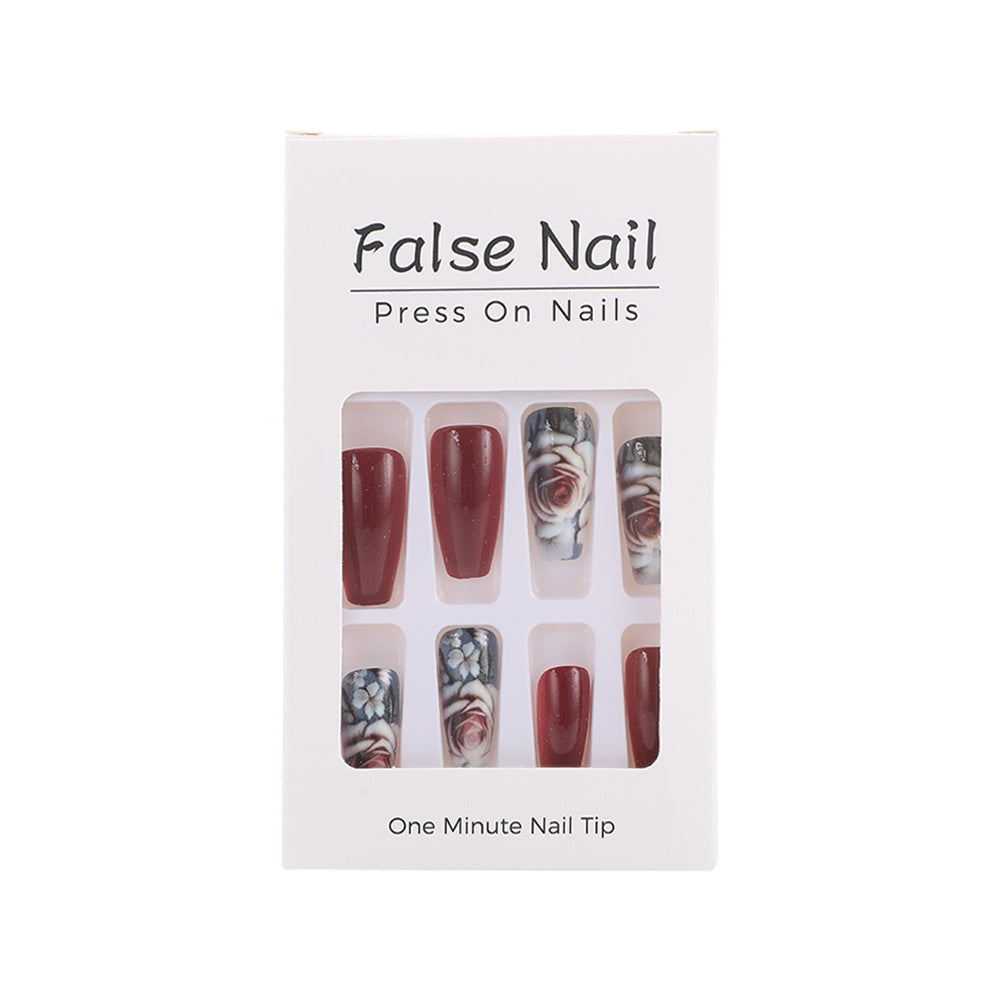 Artificial nails with romantic rose pattern Acalora