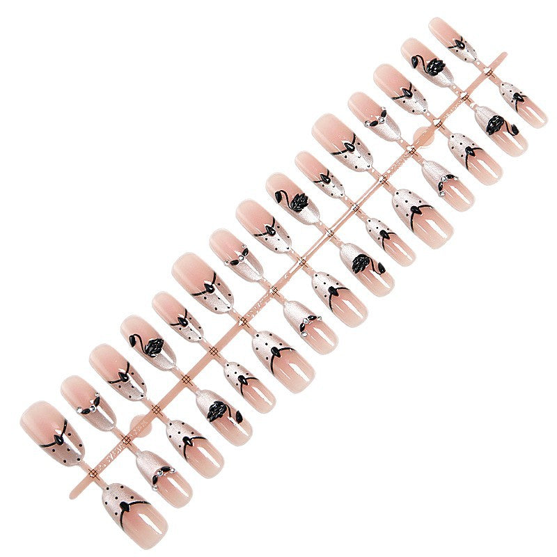 Artificial nails with floral accents and elegant shine Acalora