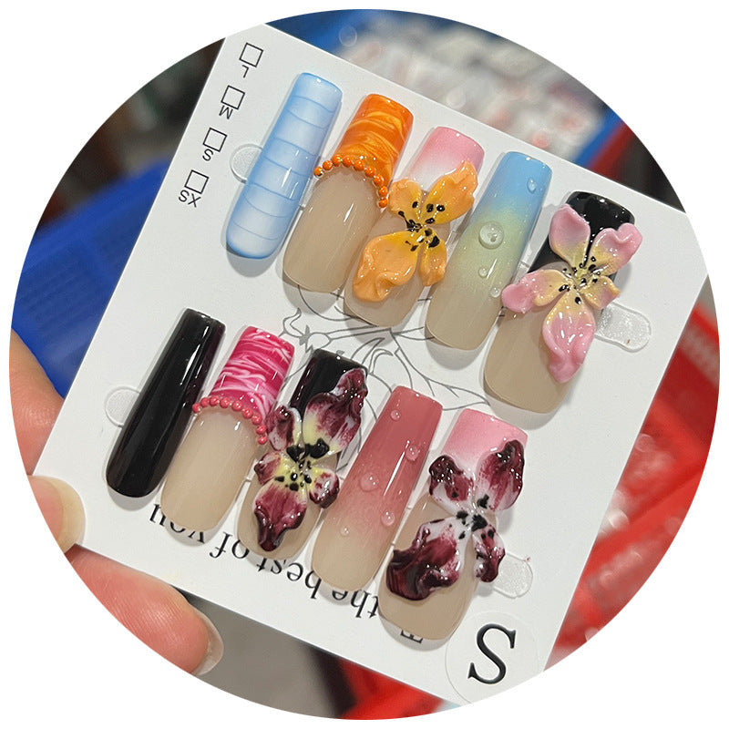 Handcrafted Floral Design Press-On Nail Set Acalora